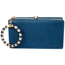 Bvlgari Serpenti keretes pochette gyíkbőr kék színben
