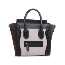 Celine Luggage Mini Táska Borjúbőr Világosbézs/Olívazöld