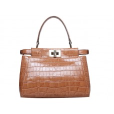 Fendi Iconic Mini Peekaboo Táska Krokodilbőr Bézs Színben