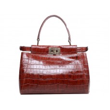 Fendi ikonikus mini peekaboo táska krokodilbőrből, bordó színben