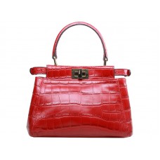 Fendi ikonikus mini peekaboo táska krokodilbőrből, piros színben