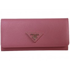 Prada Saffiano Bőr Pénztárca Háromszög Logóval Rózsaszín