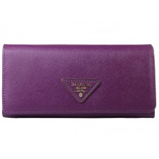 Prada Saffiano Bőr Pénztárca Háromszög Logóval Lila