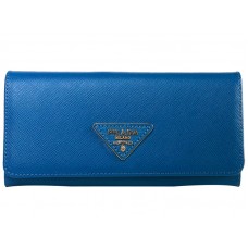 Prada Saffiano Bőr Pénztárca Háromszög Logóval Kék