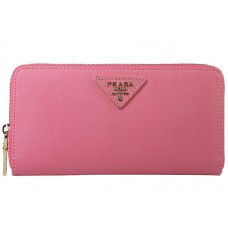 Prada Saffiano Zippy Pénztárca Háromszög Logóval Rózsaszín