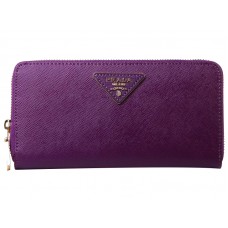 Prada Saffiano Zippy Pénztárca Háromszög Logóval Lila