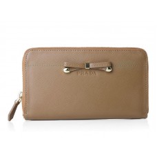 Prada Saffiano Zippy Pénztárca Masni Részletekkel Khaki Színben