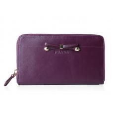 Prada Saffiano Zippy Pénztárca Masni Részletekkel Lila
