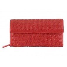 Bottega Veneta Intrecciato Nappa Continental pénztárca piros gombbal