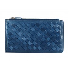 Bottega Veneta Intrecciato Nappa bőr cipzáras felső pénztárca sötétkék