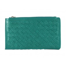 Bottega Veneta Intrecciato Nappa bőr cipzáras felső pénztárca zöld