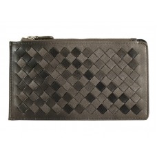 Bottega Veneta Intrecciato Nappa bőr cipzáras felső pénztárca szürke