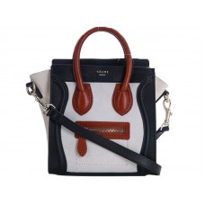 Celine Luggage Mini Tote borjúbőrből, fekete-barna/velúr krémszínű