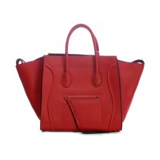 Celine Luggage Phantom Négyzet alakú Táska Cseresznye Színben Fekete Díszítéssel