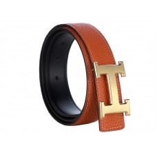 Hermès Togo bőr széles öv arany H csattal tégla mintával
