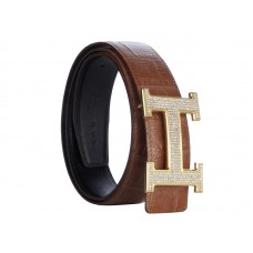 Hermès krokodilbőr arany H csattal ellátott öv gyémántbarna színben