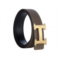 Hermès Togo Bőröv Arany H Csattal Khaki Színben