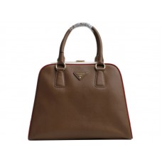 Prada Saffiano Keretezett Felső Fogantyús Táska Kávé