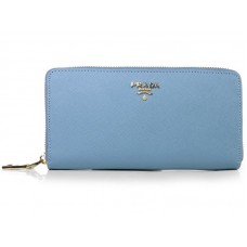 Prada Saffiano Zippy Pénztárca Világoskék