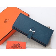 Hermès Epsom Eredeti Borjúbőr Bearn Japán Kétrészes Pénztárca Sötétkék