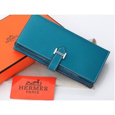 Hermès Epsom Eredeti Borjúbőr Bearn Japán Kétrészes Pénztárca Közepes Kék
