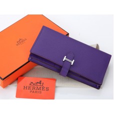 Hermès Epsom Eredeti Borjúbőr Bearn Japán Kétrészes Pénztárca Lila