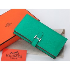 Hermès Dogon Togo Eredeti Borjúbőr Bearn Japán Kétrészes Pénztárca Zöld