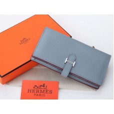Hermès Dogon Togo Eredeti Borjúbőr Bearn Japán Kétrészes Pénztárca Világoskék