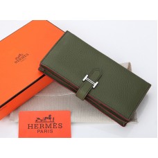 Hermès Dogon Togo Eredeti Borjúbőr Bearn Japán Kétrészes Pénztárca Olivazöld