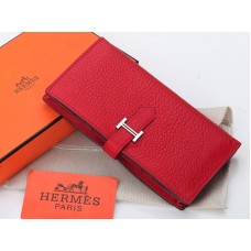 Hermès Dogon Togo Eredeti Borjúbőr Bearn Japán Kétrészes Pénztárca Piros