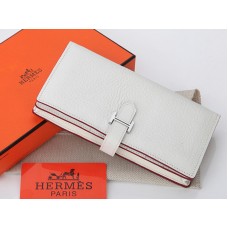 Hermès Dogon Togo Eredeti Borjúbőr Bearn Japán Kétrészes Pénztárca Fehér
