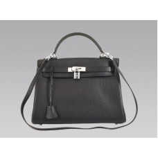 Hermès Kelly 32cm Togo Bőr Clemence Fekete
