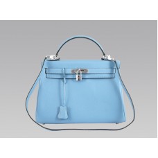 Hermès Kelly 32cm Togo Bőr Clemence Kék Farmer Táska