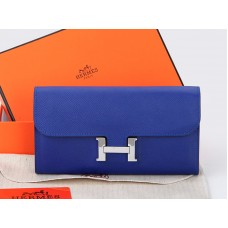 Hermes Epsom Eredeti Borjúbőr Constance Hosszú Pénztárca Elektromoskék