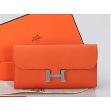 Hermes Epsom Eredeti Borjúbőr Constance Hosszú Pénztárca Narancssárga