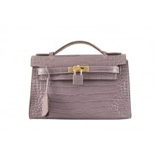 Hermes Matte Kelly Pochette krokodilmályva