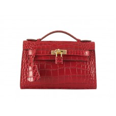 Hermès Matte Kelly Pochette Krokodilpiros