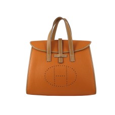 Hermès 08c Zárható Táska Narancssárga, Barna Bőr Kárpitozással