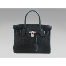 Hermès Birkin 30 cm-es struccbőr táska, fekete