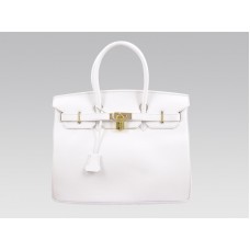 Hermès Birkin 35cm Togo Clemence Táska Fehér Arany Szerelvényekkel