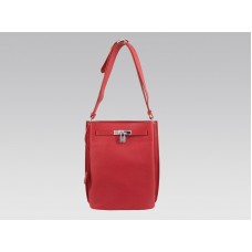 Hermès So Kelly 22 cm-es Clemence Piros