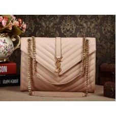 Yves Saint Laurent klasszikus nagy monogram táska sötét bézs grain de Poudre texturált matelasse bőrből