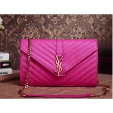 YSL közepes monogramos táska rúzs fukszia színű, szemcsés, texturált Matelasse bőrből
