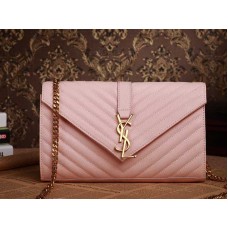 YSL közepes monogramos táska rózsaszín szemcsés púder textúrázott steppelt bőrből