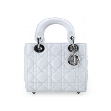 Dior Nano Bőr Táska Ezüst Hardveres Fehér