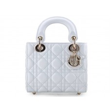 Dior Lady Dior Nano Bőr Táska Arany Hardverrel Fehér