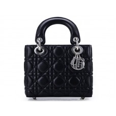 Dior Nano Bőr Táska Ezüst Hardveres Fekete