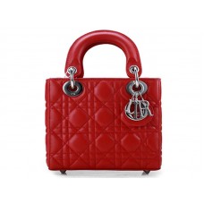 Dior Nano Bőr Táska Ezüst Hardveres Piros