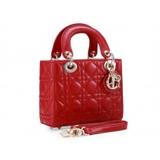 Dior Lady Dior Nano Bőr Táska Arany Hardveres Piros