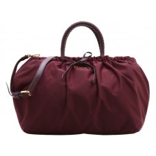 Prada Tessuto Nylon Bauletto Táska Burgundi Színben
